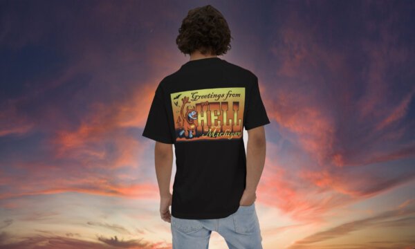 Greetings from Hell Michigan Oversized Tee, Back Printed T-Shirt, Unisex Top