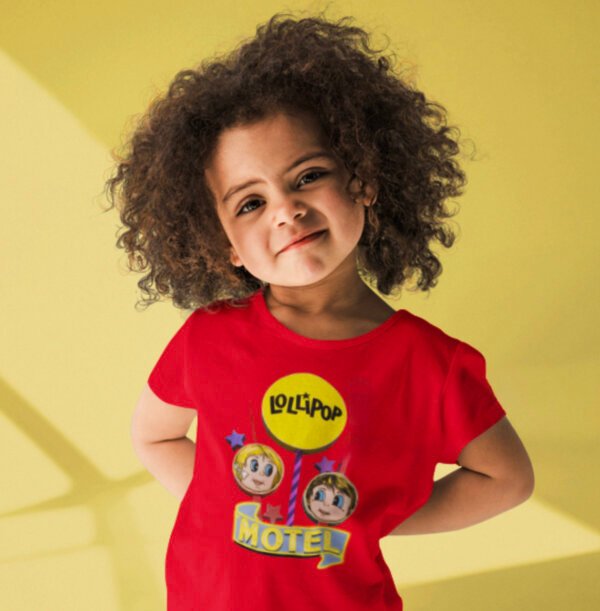Lollipop Motel Toddler Tee, Kids Graphic T-Shirt, Playful Short Sleeve Top