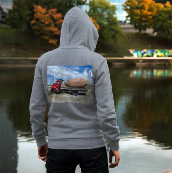Giant Potato on a Truck Back Printed Hoodie