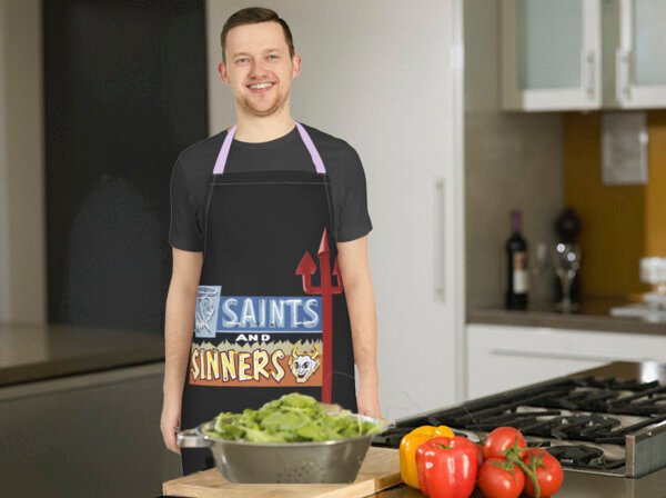 Cooking Apron: Saints and Sinners Design, Gift for Chefs, Kitchen Decor, Naughty Chefs