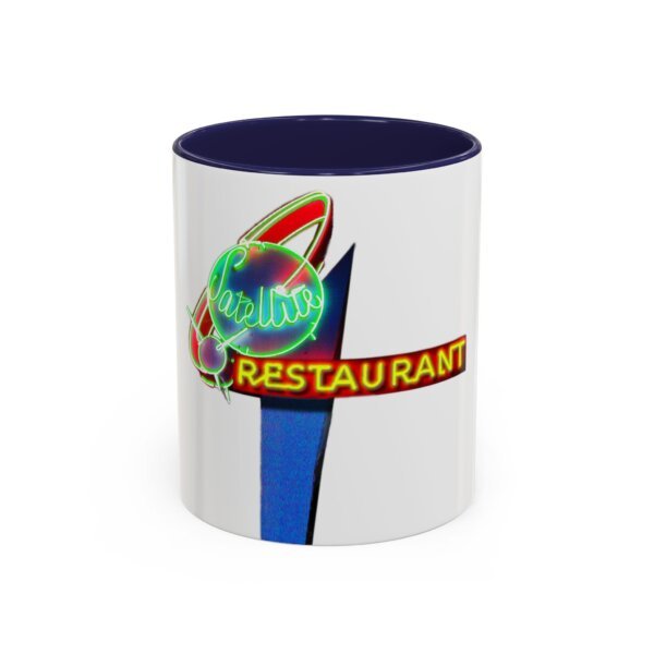 Retro-Inspired Accent Coffee Mug, Satellite Restaurant Neon Sign, 11oz/15oz Cup