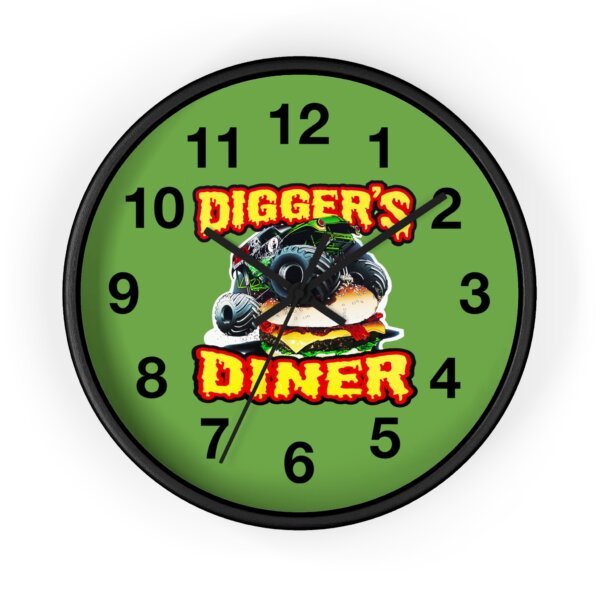 Digger's Diner Wall Clock, Kitchen Decor, Unique Monster Truck Clock
