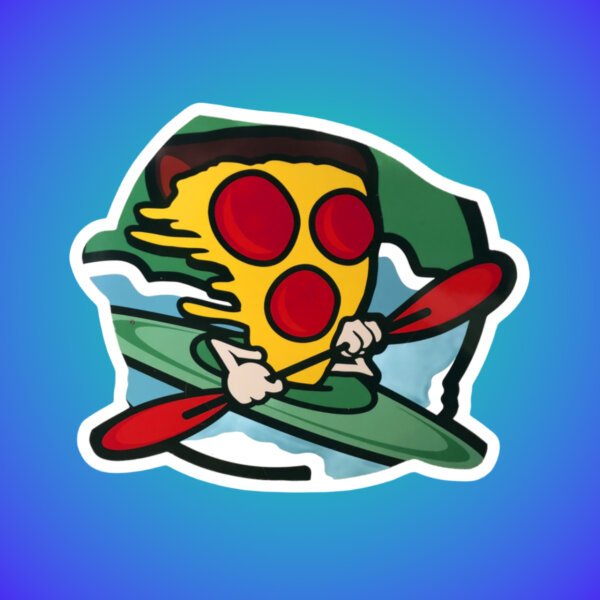 Kayak Pizza | Kiss-Cut Stickers Perfect for Laptops, Water Bottles, Gifts, Party Favors, and Decor