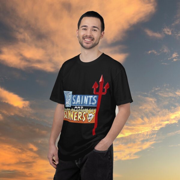 Saints and Sinners Heavyweight T-shirt | Retro Sign Graphic, Devil Trident